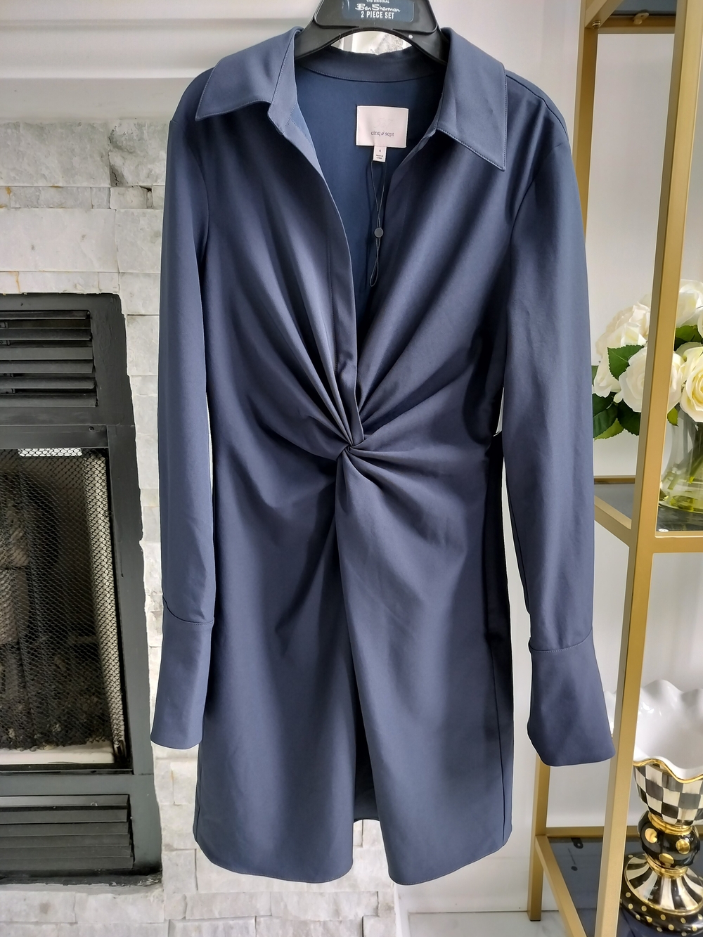 cinq a sept Navy Long-sleeved Mini Dress Sz 4